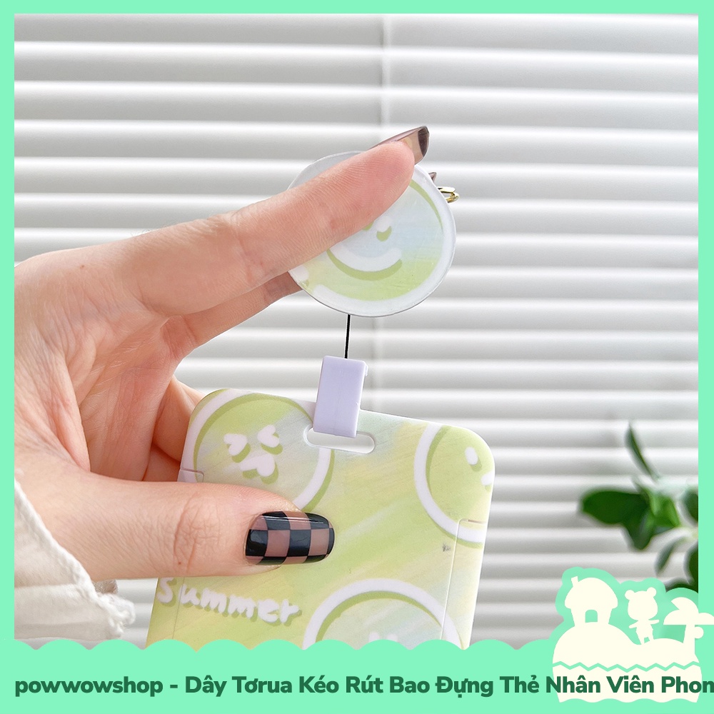 [Sẵn VN - Hỏa Tốc] Tơrua Dây Kéo Rút Bao Đựng Thẻ Nhân Viên Nhựa PC Phong Cách Smile Face