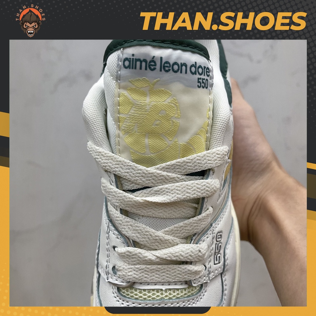 Giày New Balance Aimé Leon Dore x 550 Natural Green, NB 550 Xanh Vàng - Than.Shoes