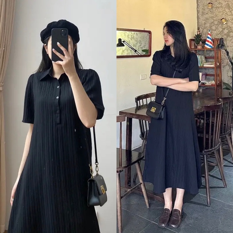 Váy Polo Cổ Đức Dáng Dài Nhiều Màu Freesize Tặng Kèm Váy 2 Dây