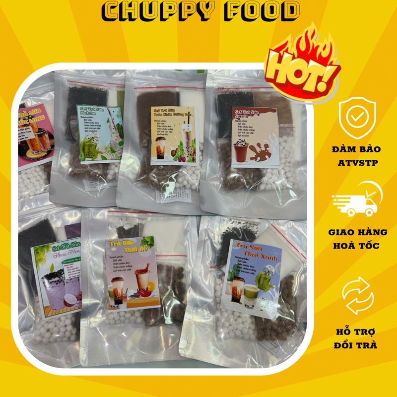 🎁 FREE SHIP🎁 Set Trà Sữa Tự Pha Trân Châu Đường Đen, Trà Sữa Socola, Trà Thái Xanh, Chè Bưởi