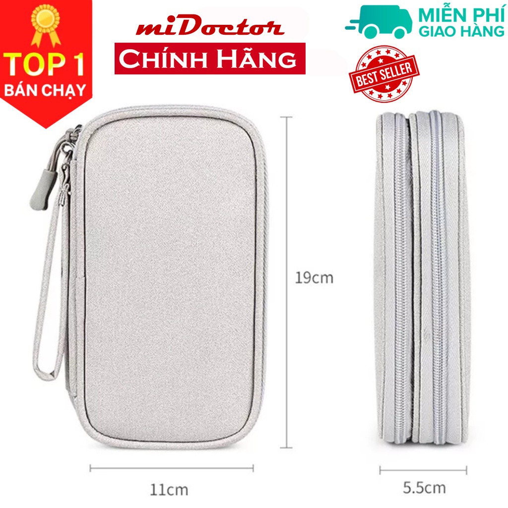 Túi phụ kiện công nghệ đựng pin sạc dự phòng, điện thoại, cáp sạc usb, tai nghe có quai cầm miDoctor0