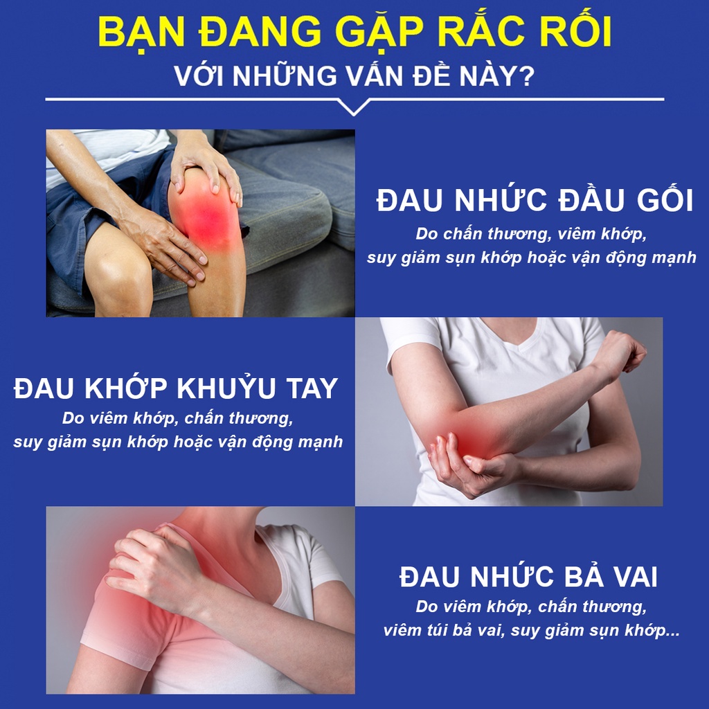 Máy massage đầu gối không dây hỗ trợ giảm đau khớp gối, khuỷu tay và bả vai bằng công nghệ rung massage kết hợp nhiệt độ