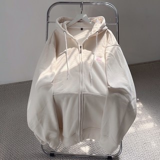 Áo khoác hoodie zip nỉ lót bông icon mặt cười hồng _HT.Store96