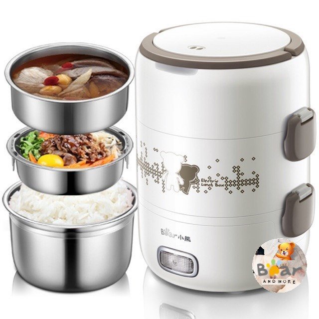 HỘP CƠM BEAR 3 TẦNG, DUNG TÍCH 2L, dùng cho văn phòng, bảo hành chính hãng
