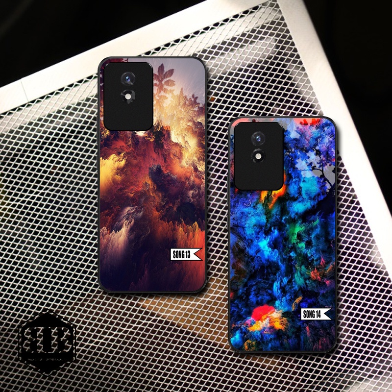 Ốp lưng kính cường lực Vivo Y02 hình sóng sắc màu