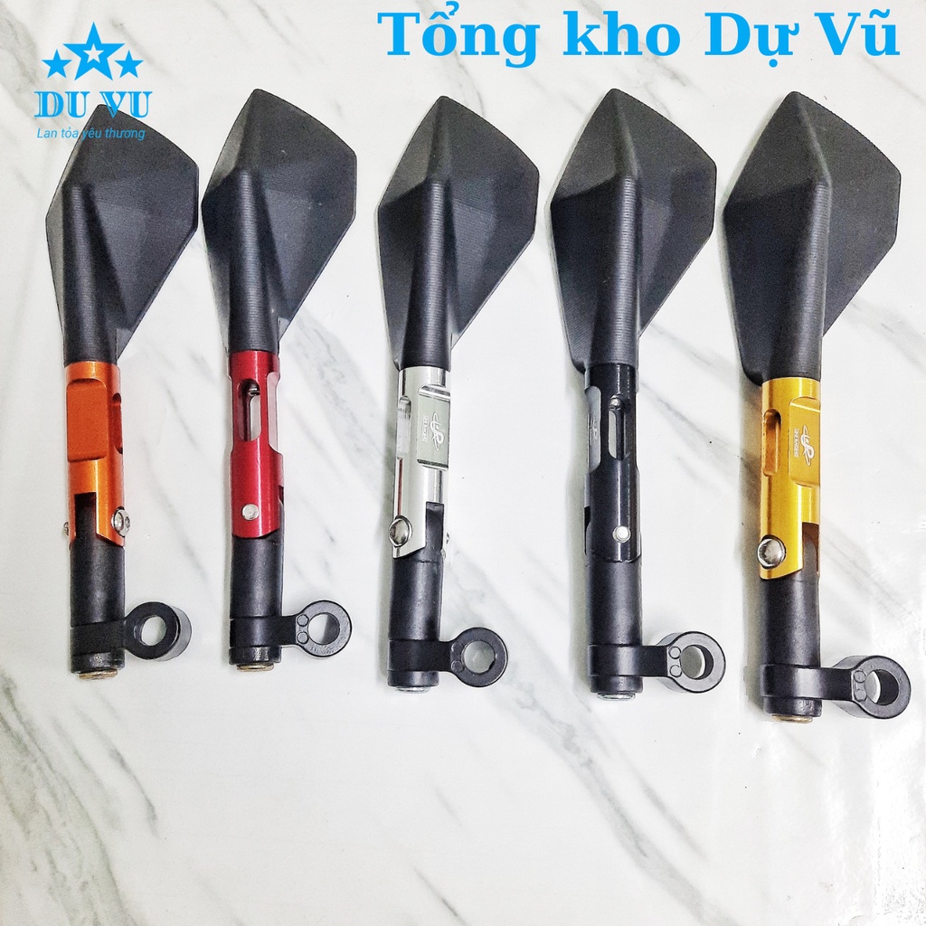 Gương chiếu hậu 5 cạnh thời trang xoay 360 phù hợp mọi loại xe, nhôm CNC