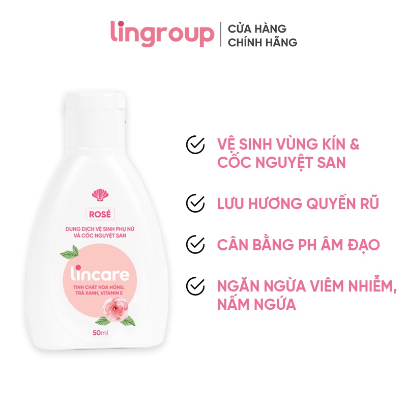 Bộ 3 dung dịch vệ sinh phụ nữ Lincare Rose hương thơm tự nhiên (50mlx3)