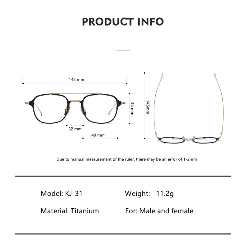 Mắt Kính Gọng Titan Siêu Nhẹ Co Giãn Phong Cách Phi Công Nhật Bản Đơn Giản kaneko KJ-31