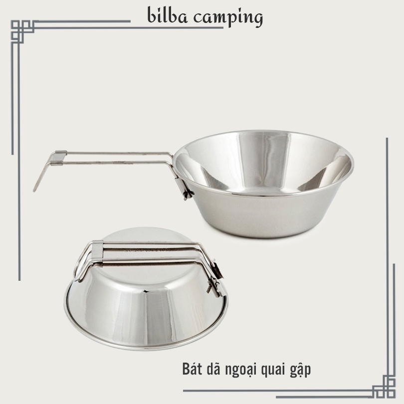 Chén (Bát) gấp gọn di động bát cơm siêu nhẹ inox 304 chén đi phượt. Bát inox 304 có tay cầm BB4253 - Billba Camping