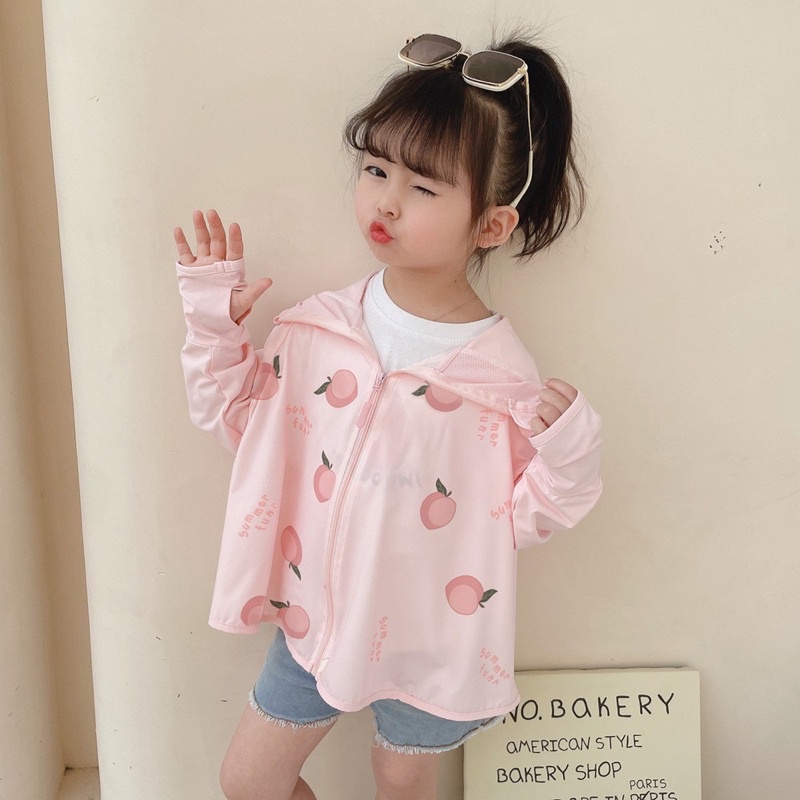 Áo chống nắng cho bé có mũ che đầu, che mặt, che tay mỏng, thoáng khí