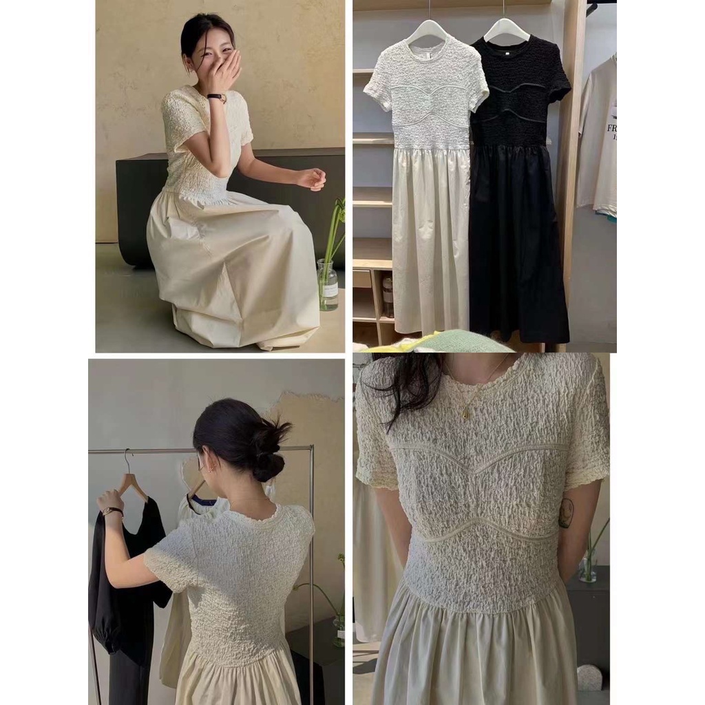 Váy nhăn thân chân xoè cúp ngực 9178
