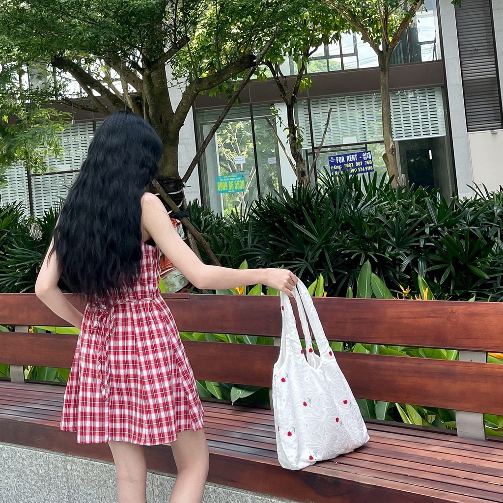 Túi vải xô thêu hoa cho nữ Pretty