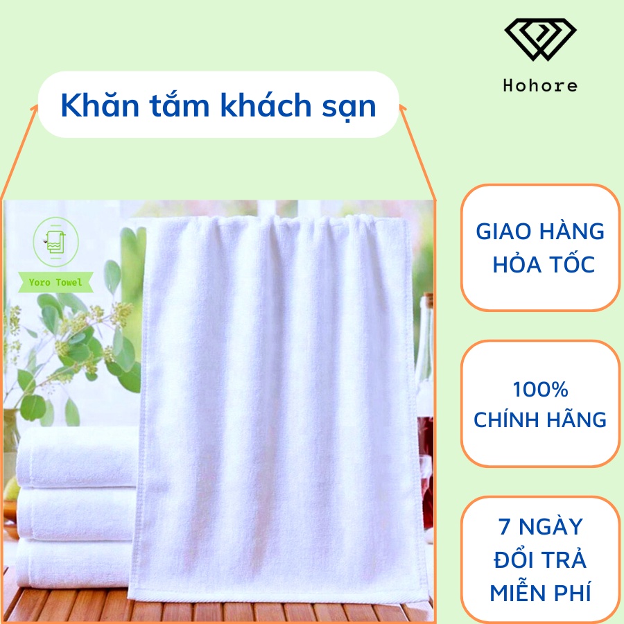 Set 10 cái khăn tắm trắng 60cm x 120cm Phong Phú cho khách sạn và nhà nghỉ, khăn mềm mịn thấm hút tốt