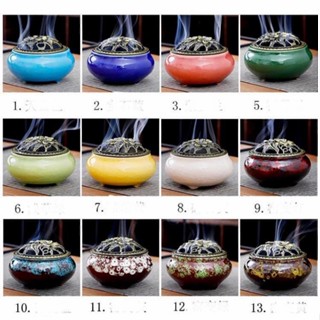  Lư Xông Nụ Trầm Hương - Đỉnh Đốt Nhang Vòng Phong Thủy Bằng Gốm Sứ Vân Rạn Cao Cấp Tinh Xảo Kèm Lót Đế 