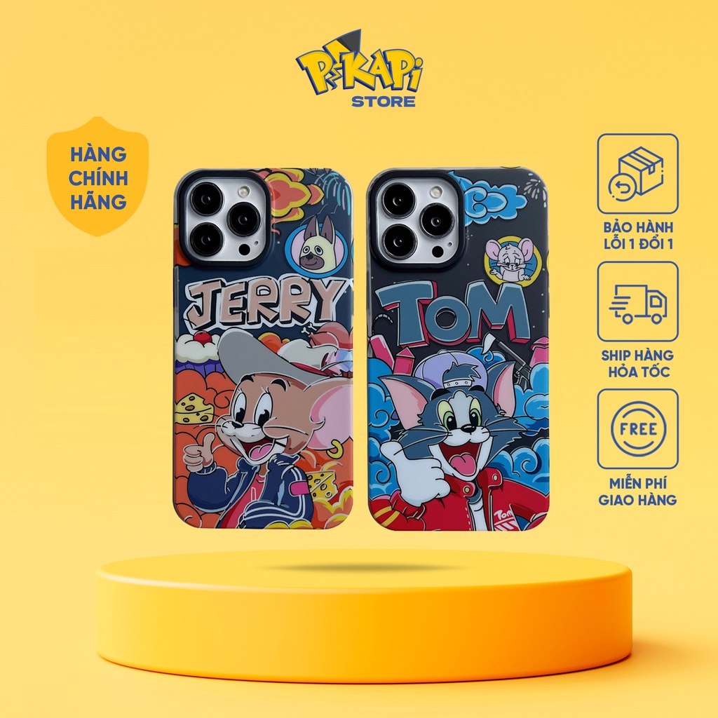 Ốp lưng iPhone TOM & JERRY: Hình in sắc nét, không bong chốc, chống xước, chống va đập, không ô vàng - Pikapi phụ kiện