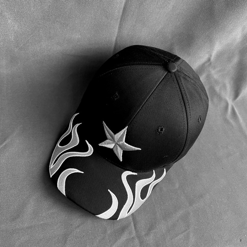 Nón lửa lưỡi trai Flame Star_cotton_màu đen_dành cho nam và nữ