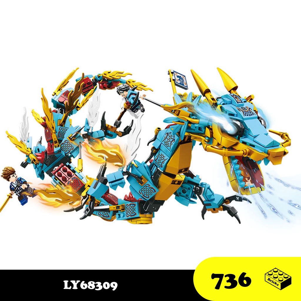 Đồ chơi Lắp ráp linh vật rồng huyền thoại sấm sét, LY68309 Legend Dragon, Xếp hình thông minh, Mô hình rồng [726 mảnh]