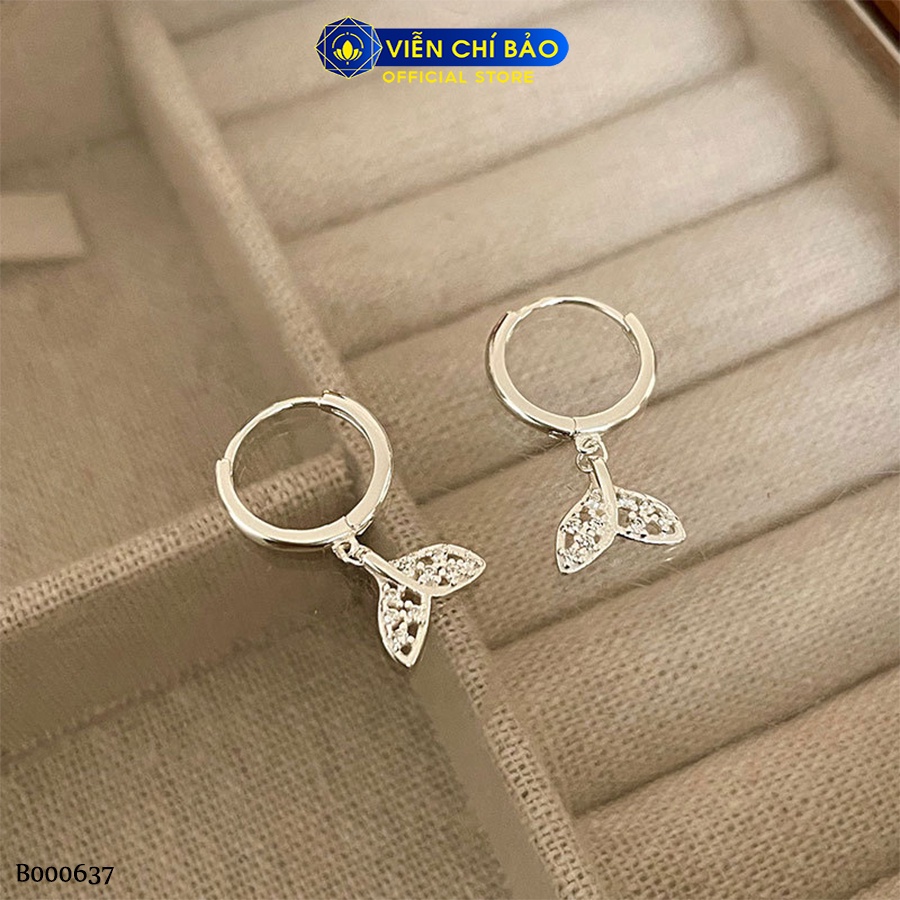Bông tai bạc nữ đuôi cá khóa tròn chất liệu bạc Ý 925 thời trang phụ kiện trang sức Viễn Chí Bảo B000637