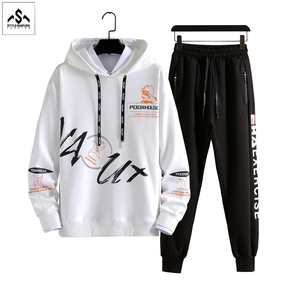 Đồ bộ nam STYLE MARVEN áo hoodies nỉ dài tay VA UT và quần jogger thể thao - TOP 200 + JG 75