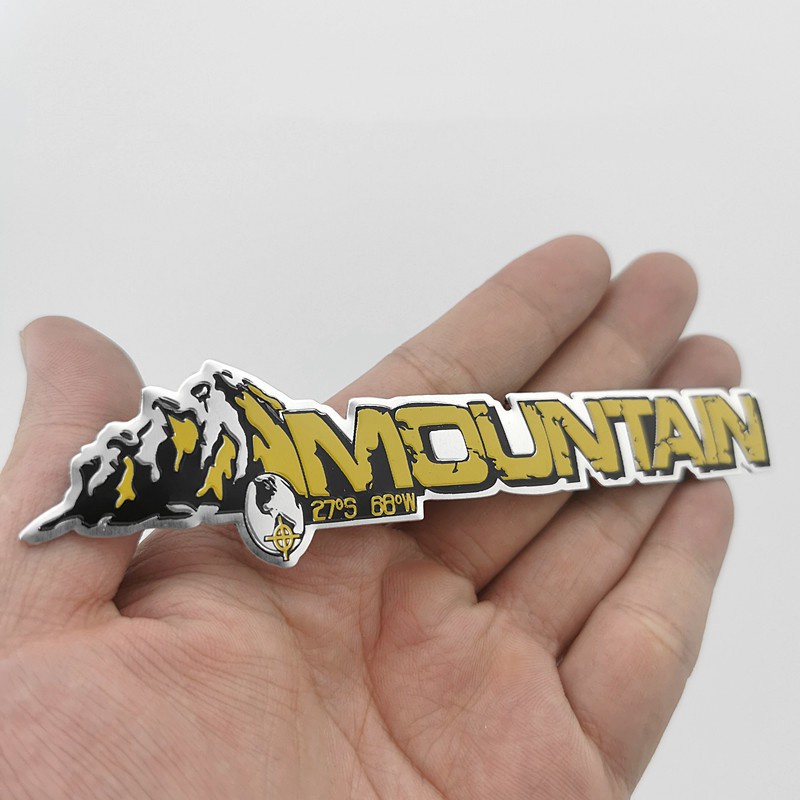 Tem nhôm kim loại tọa độ NÚI MOUTAIN trang trí ô tô, xe máy, laptop….