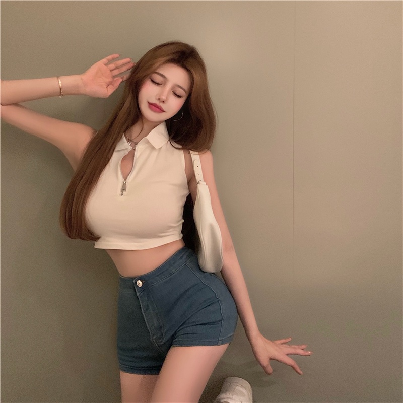 Porozi  Áo croptop polo Ngắn Không Tay Ôm Dáng Thời Trang Mùa Hè Gợi Cảm Cho Nữ