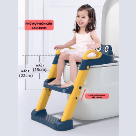 Babyfair. Thang bô vệ sinh kèm bệ lót thu nhỏ bồn cầu có tay vịn gấp gọn an toàn cho bé