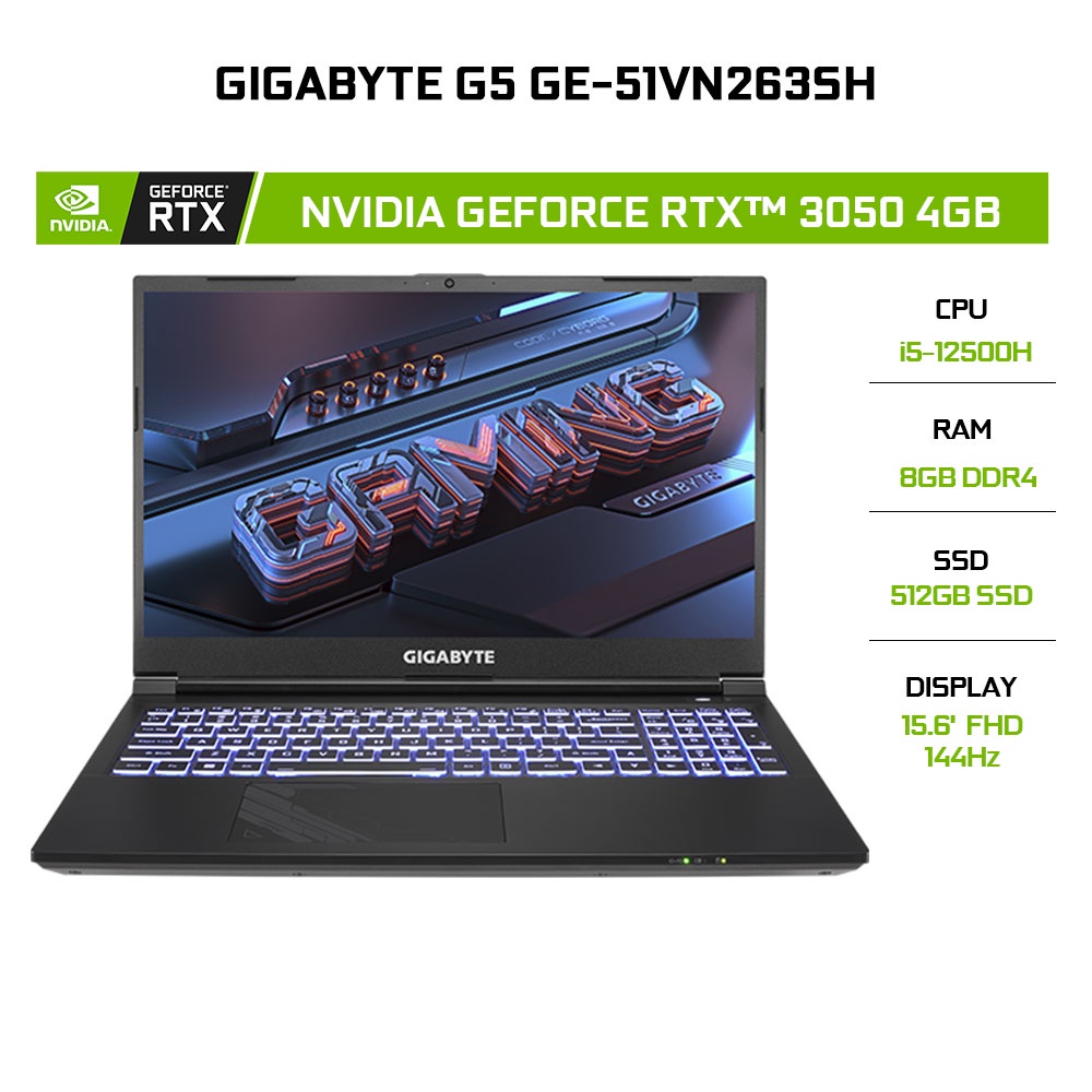 Laptop Gigabyte G5 GE-51VN263SH i5-12500H | 8GB | 512GB | GeForce RTX™ 3050 | 15.6'