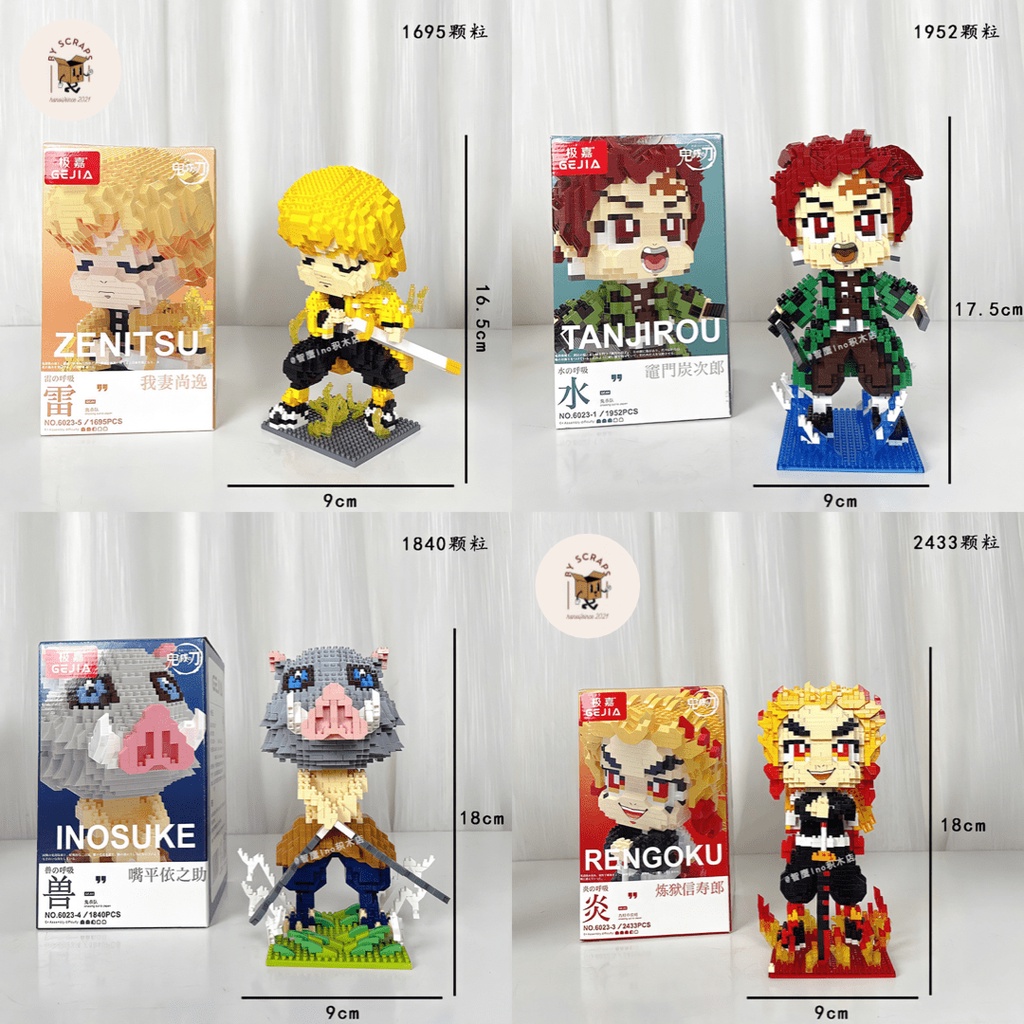 Mô Hình Lắp Ráp Iego Anime Thanh Gươm Diệt Quỷ Nhân Vật Hoạt Hình Demon Slayer Tanjiro, Nezuko, Gyzu, Inosuke, Zenisu