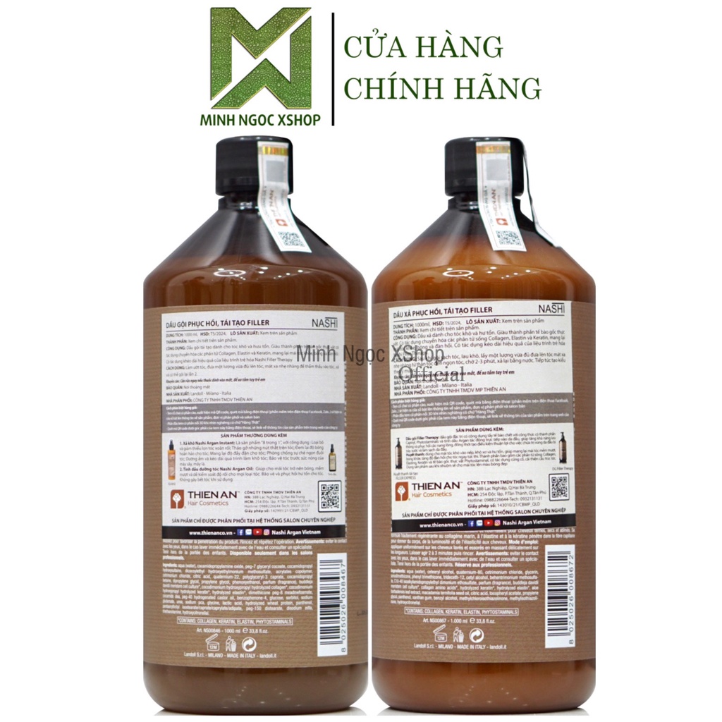 Dầu gội xả phục hồi tái tạo tóc Nashi Therapy 1000ML
