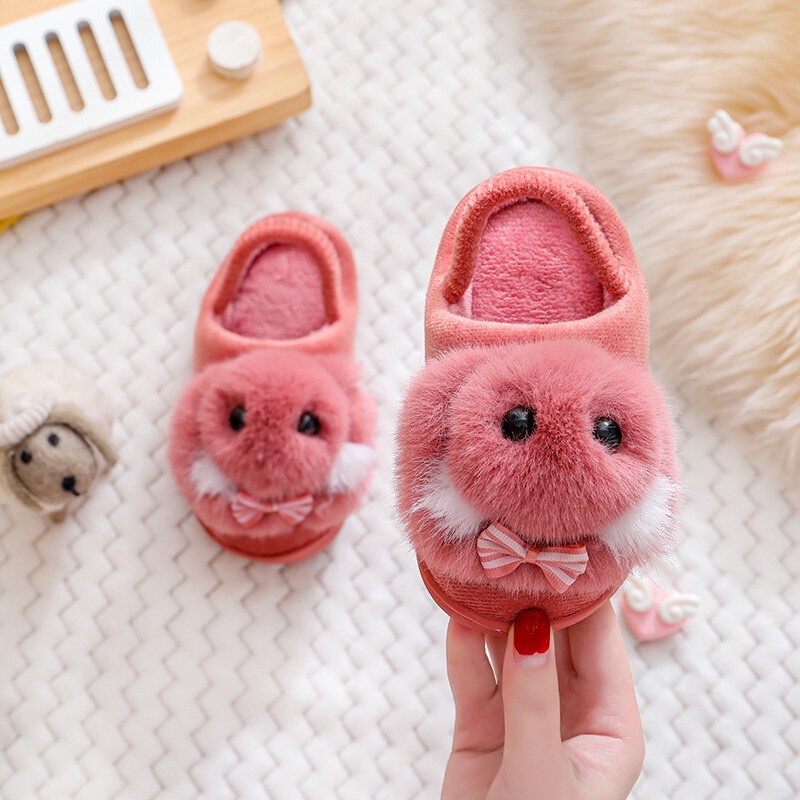 SUPER KIDS Dép Bông Đi Trong Nhà Chống Trượt Hình Thỏ Dễ Thương Cho Bé