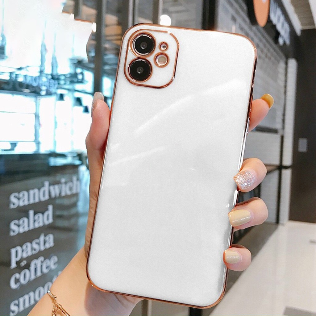 Ốp Lưng Vuông TPU Dẻo Mạ Viền Màu Nhiều Màu Macron Hàn Quốc [Ốp Độ] 7plus/8plus/x/xr/xs/11/12/13/14/pro/max/promax