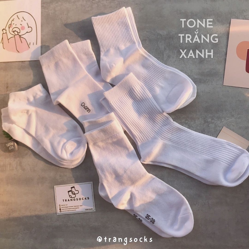 Tất tone màu trắng nhiều kiểu - Trang Socks