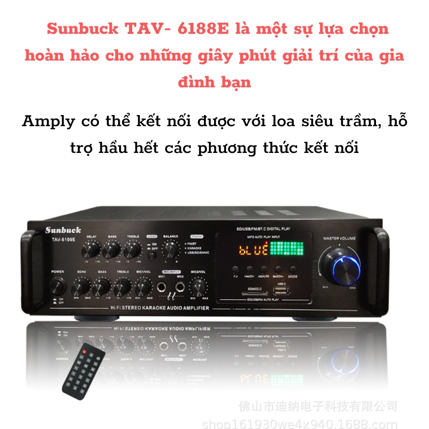 Amply bluetooth Sunbuck TAV- 6199E, amply karaoke, nghe nhạc, giải trí, cho bạn trải nghiệm cảm giác như trong rạp.