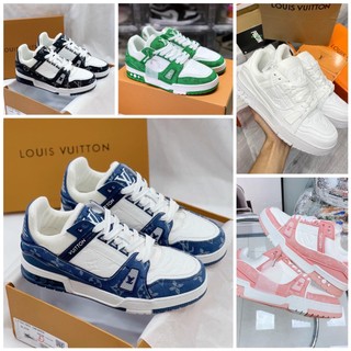 Giày LV Louis Vuitton Trainer Black White, Giày Sneaker LV Nam Nữ Mẫu Mới Hot Hit 2 Phiên Bản Màu Sắc Hàng Cao Cấp bản c