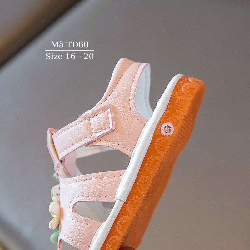 Dép sandal bé gái tập đi imibaby 0 - 24 tháng tuổi êm nhẹ chống trơn trượt có tiếng kêu chíp chíp đính hoa xinh xắn TD60