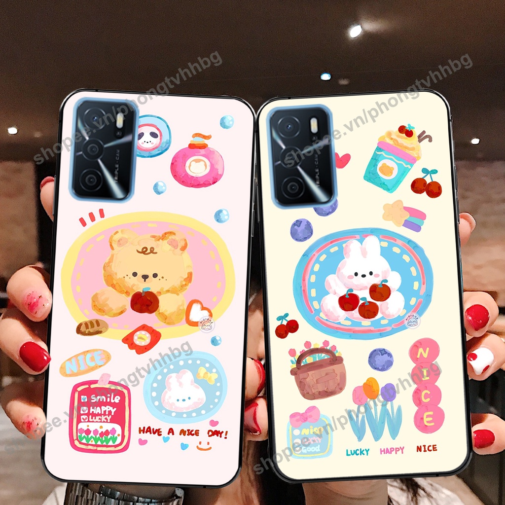 Ốp lưng Oppo A16 / A16K GẤU DÂU chi bi hoạt hình cute siêu rẻ