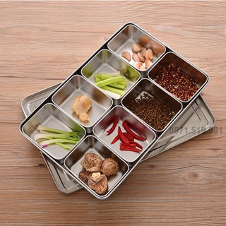 Khay gia vị - khay đựng topping inox 304 có nắp inox