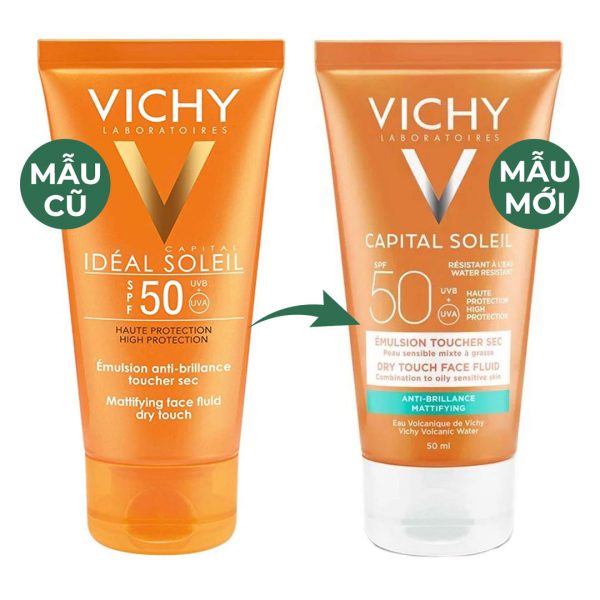 Kem chống nắng kiềm dầu Vichy Capital Soleil Mattifying Dry Touch Face Fluid 50ml SPF50, PA+++ 50ml