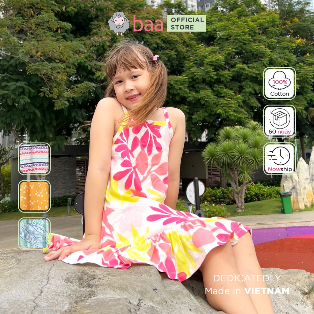 Váy thun 2 dây, đầm thun sát nách hai dây cho bé gái từ 18 tháng tuổi - 7 tuổi BAA BABY - B-GT-AD44C-02