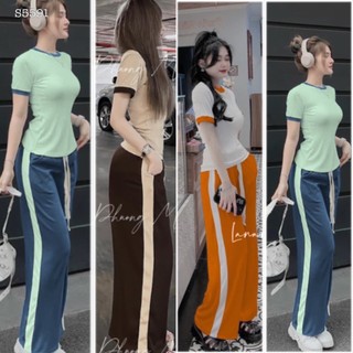 Set áo thun viền kèm quần ống rộng