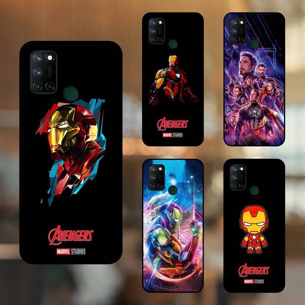 Ốp lưng điện thoại Realme 7i viền đen Iron Man Người Sắt Marvel Avengers