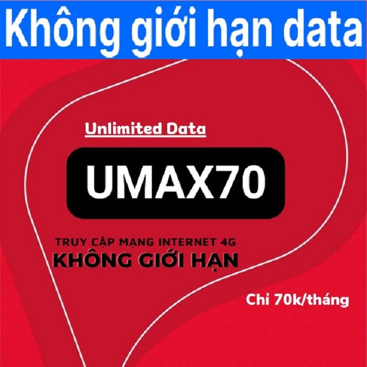 Sim VIETTEL- Sim Điện Thoại 3G 4G UMAX70- 70K/ Tháng có 1 TỶ GB- PHÍ DUY TRÌ CỰC RẺ