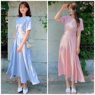 Đầm váy freesize cổ tròn chéo eo 2 màu