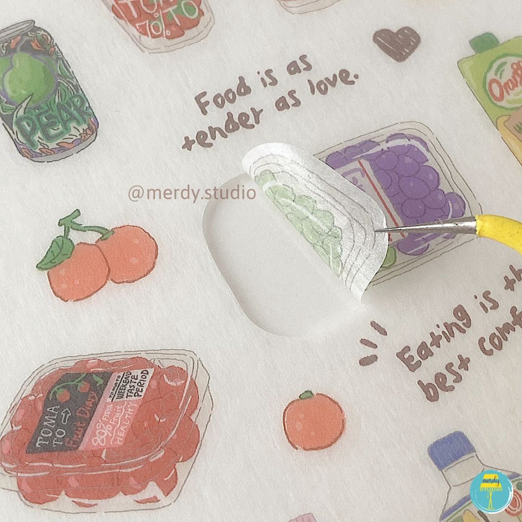Sticker chủ đề Grocery Shopping dán trang trí journal