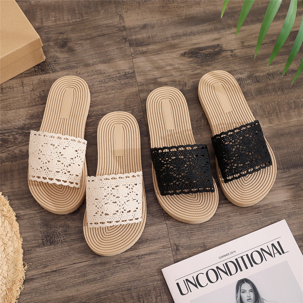 Dép Giả Cói Quai Ren