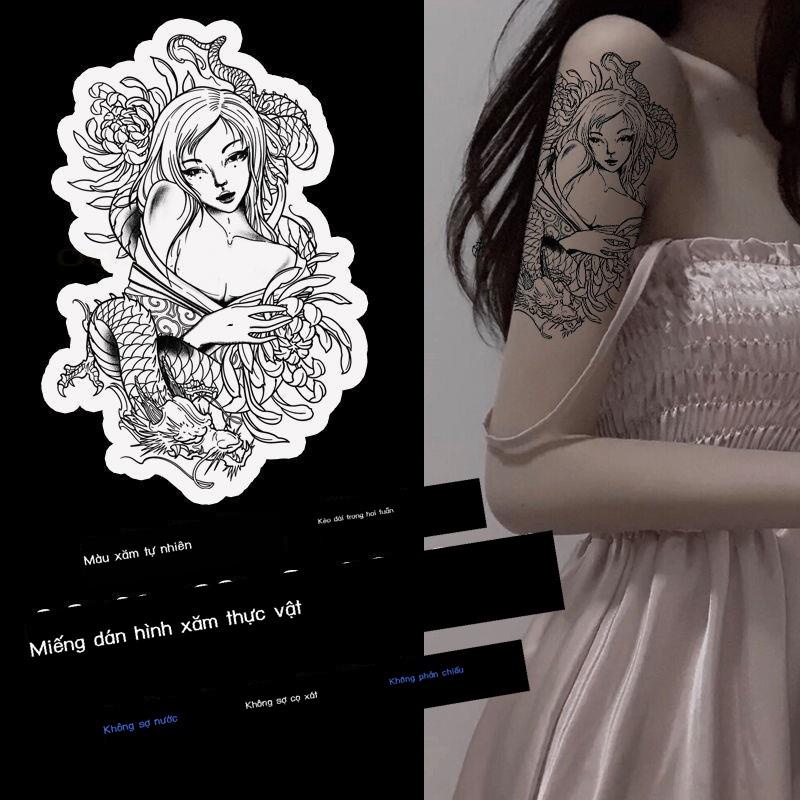 Miếng dán hình xăm không thấm nước bền thực tế cậu bé geisha Nhật Bản cổ truyền thống nữ hoa cánh ta