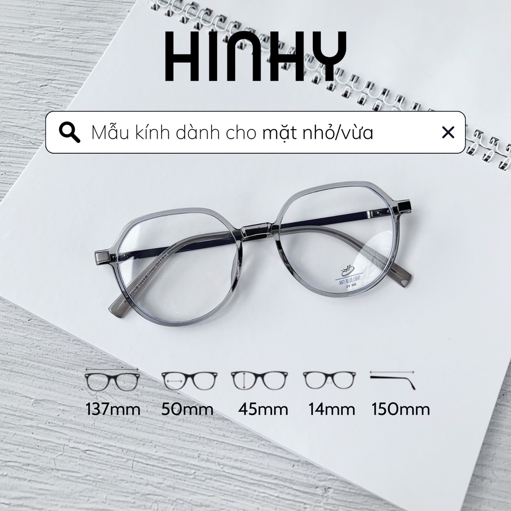 Gọng Kính Cận Nam Nữ Lục Giác Cao Cấp Giả Cận Thời Trang Hinhy Eyewear 81217