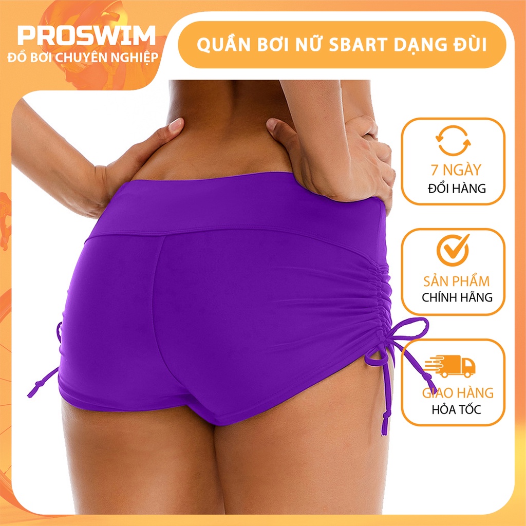 Quần Bơi Nữ Dạng Đùi SBART 8014 Tím Co giãn 4 chiều Chống nắng chống UV Có dây rút có dây cột 2 bên