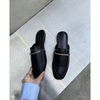 Sục nữ đế bệt da cao cấp - dép sục nữ cnk xuất xịn mũi tròn phối xích vàng xoắn sang chảnh cho mùa hè - cói shoes