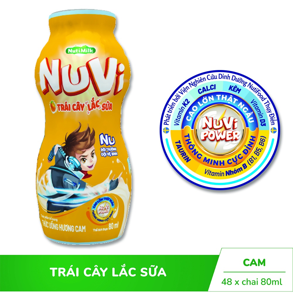 Thùng 48 Chai NuVi NuVi Thức Uống Hương Dâu - Cam Trái Cây Lắc Sữa chai 80ml - YOOSOO MALL